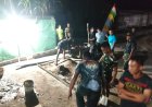Tak Kenal Lelah Kejar Target, Satgas TMMD Ke-129 Kodim 0313/KPR Lembur Malam Rehab MCK Masjid Nurul Ikhsan