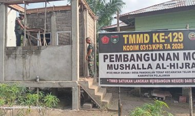 Berkat Gotong Royong, Pembangunan Fasilitas Sanitasi Mushala Al-Hijrah Pangkalan Terap Dekati Tahap Akhir