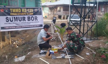 Siap Manfaatkan Air Bersih, Pembangunan Sumur Bor TMMD ke-129 Kodim 0313/KPR di Musholla Alfaizin Rampung 100 Persen