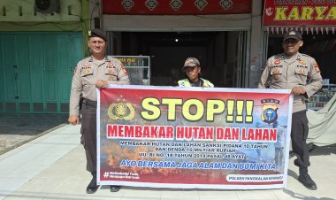 Polsek Pangkalan Kerinci Patroli Daerah Rawan Karhutla, Sosialisasikan Larangan Membakar Hutan dan Lahan