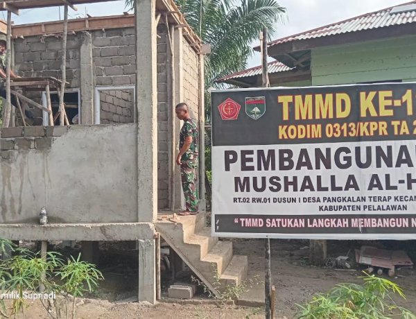 Berkat Gotong Royong, Pembangunan Fasilitas Sanitasi Mushala Al-Hijrah Pangkalan Terap Dekati Tahap Akhir
