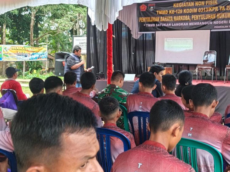 Bentengi Generasi Muda dari Narkoba dan Pelanggaran Hukum, Satgas TMMD ke-129 Kodim 0313/KPR Gelar Penyuluhan di Pangkalan Terap