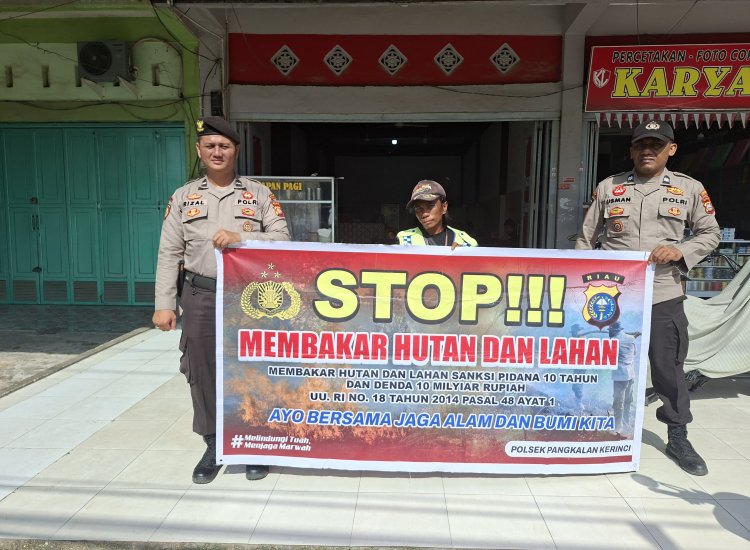Polsek Pangkalan Kerinci Patroli Daerah Rawan Karhutla, Sosialisasikan Larangan Membakar Hutan dan Lahan