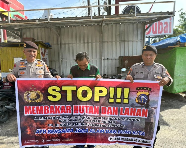 Cegah Karhutla, Polsek Pangkalan Kerinci Patroli Daerah Rawan dan Sosialisasikan Larangan Membakar Lahan